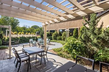 Plenty of patio seating to enjoy! at 15 Bank Apartments, White Plains, NY, 10606
